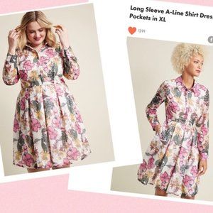 ModCloth Liza Luxe Floral Long Sleeve Dress Sz L